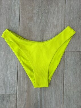 Roxy Neon Yellow Textured Bikini Bottom, size medium